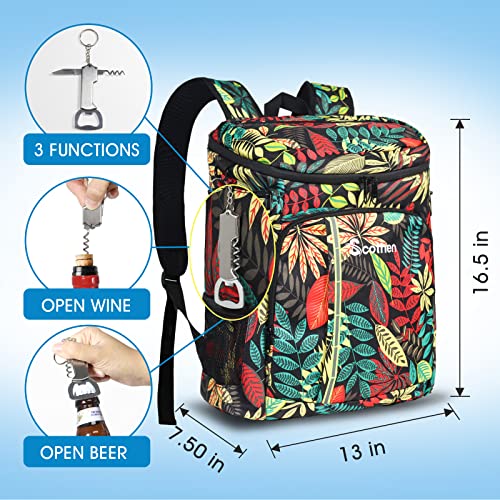 Scothen Cooler Backpack with 12 Ice Packs - Keeps 54 Cans Cold for Up to 24 Hours - Waterproof & Leak Proof Insulated Backpack Cooler -Lightweight Lunch Backpack for Men Women Beach Hiking Camping