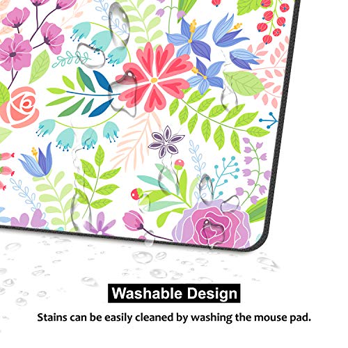 Anti-Slip Mouse Pad for Work or Gaming, Cute Colorful Flowers