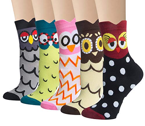 5 Pairs Womens Cute Animal Socks Dog Cat Fun Cotton Casual Crew Funny Socks