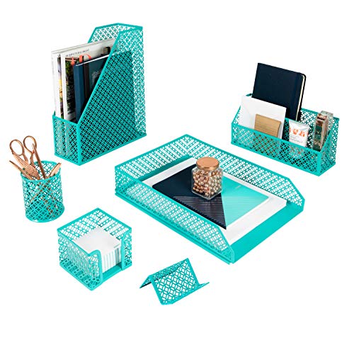 6-Piece Filigree Wire Desk Organizer Accessories Set