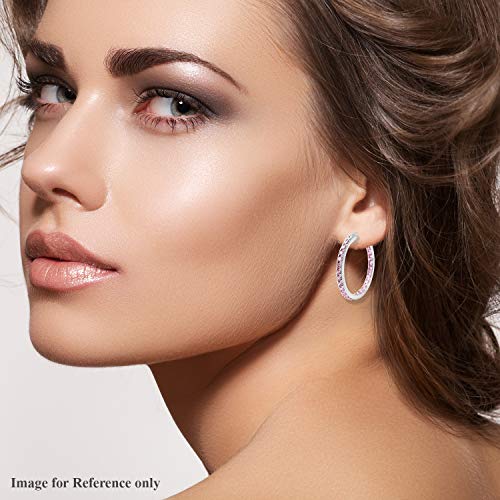 Shop LC 925 Sterling Silver Hoop Earrings Cubic Zirconia CZ Hoops Inside Out Rhodium Plated Dainty Unique Fashion Birthday Gifts for Women Jewelry