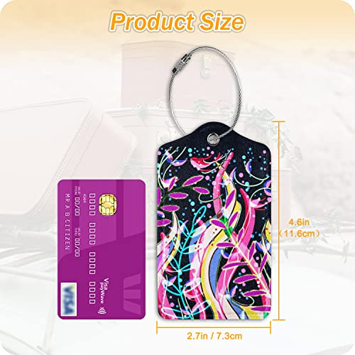 Psychedelic Seaweed Leather Luggage Suitcase Travel Bag Tags, Set of 2