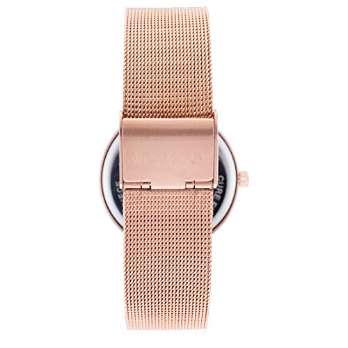 Women's Elegant Rose Gold Stainless Steel Metal Mesh Strap Watch