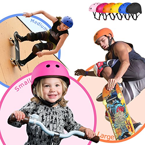 Kids Biking, Cycling, Sports Protective Gear Pads set w/Adjustable Helmet, Knee Pads, Elbow & Wrist Pads, Pink