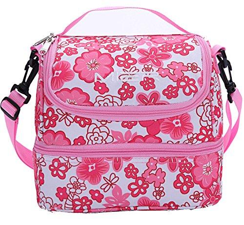 MIER Double Decker Insulated Adult Lunch Box w/Shoulder Strap