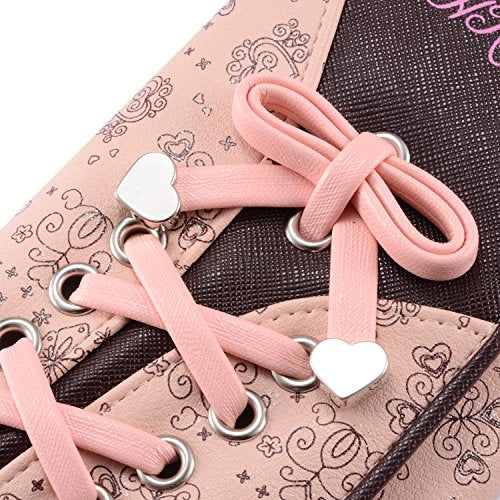 Women's Wallet Clutches Purse Long Leather Cute Shoe Purse With Bandage (Pink)
