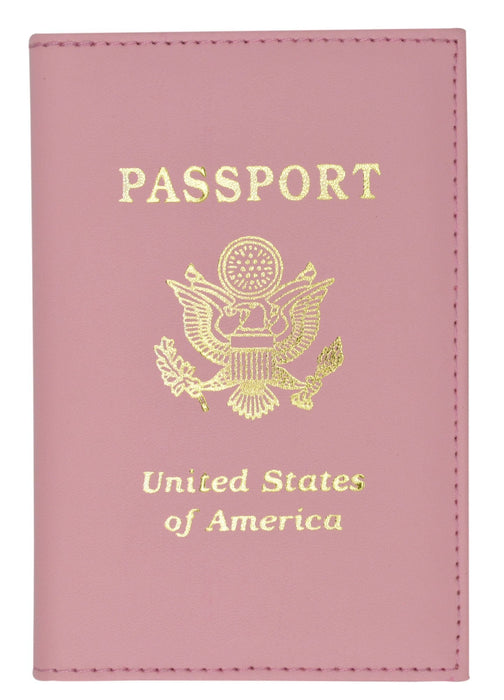 USA Gold Logo Passport Cover Holder for Travel By Marshal (Light Pink) - Pink and Caboodle