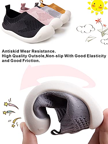 Baby First-Walking Shoes 1-4 Years Kid Shoes Trainers Toddler Infant Boys Girls Soft Sole Non Slip Cotton Mesh Breathable Lightweight Slip-on Sneakers Outdoor(Pink,4 Toddler) T15 - Pink and Caboodle