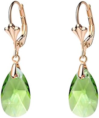 Austrian Crystal Teardrop Hypoallergenic Lever Back Dangle Earrings  (15 colors)