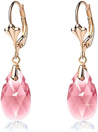 Austrian Crystal Teardrop Hypoallergenic Lever Back Dangle Earrings  (15 colors)