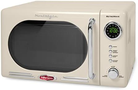 Nostalgia Retro Compact Countertop Microwave Oven - 0.7 Cu. Ft. - 700-Watts with LED Digital Display - Child Lock - Easy Clean Interior - Pink