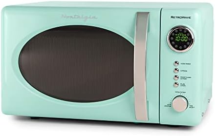 Nostalgia Retro Compact Countertop Microwave Oven - 0.7 Cu. Ft. - 700-Watts with LED Digital Display - Child Lock - Easy Clean Interior - Pink