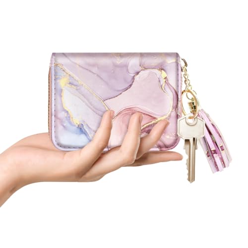 RFID Blocking Pocket Wallet and Card Holder with Tassel, Watercolor w/Gold Marble  (6 colors)