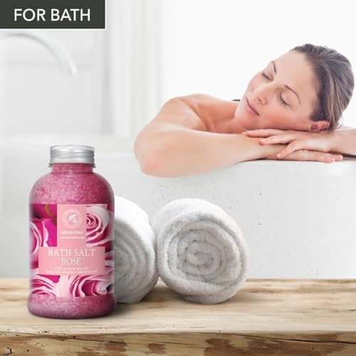 Rose Aromatherapy Bath & Body Salts Made With Natural Rosewood Oil and Rose Extract  (600g/21.16oz)