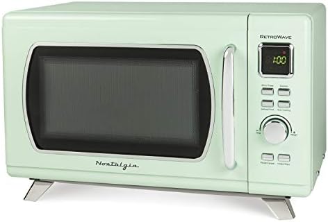 Nostalgia Retro Compact Countertop Microwave Oven - 0.7 Cu. Ft. - 700-Watts with LED Digital Display - Child Lock - Easy Clean Interior - Pink