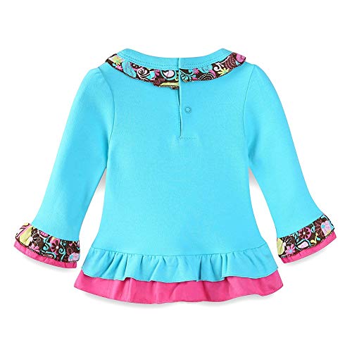 Girl's Fall/Winter Pink & Blue Long-Sleeved Elephant T-Shirt & Pants Outfit  (4 sizes)