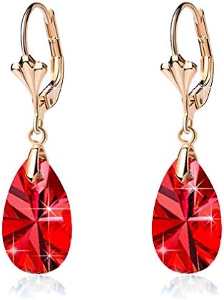 Austrian Crystal Teardrop Hypoallergenic Lever Back Dangle Earrings  (15 colors)