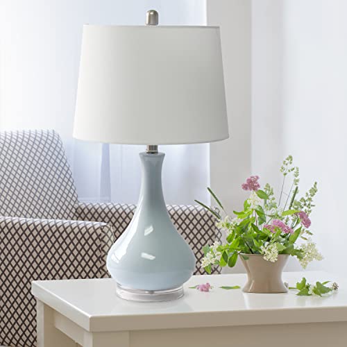 Ceramic Genie Tear Drop Shaped Glossy Table Lamp w/Fabric Shade  (4 colors)