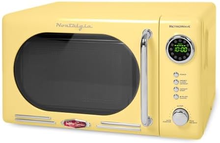 Nostalgia Retro Compact Countertop Microwave Oven - 0.7 Cu. Ft. - 700-Watts with LED Digital Display - Child Lock - Easy Clean Interior - Pink