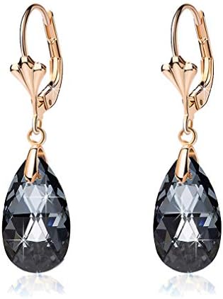 Austrian Crystal Teardrop Hypoallergenic Lever Back Dangle Earrings  (15 colors)