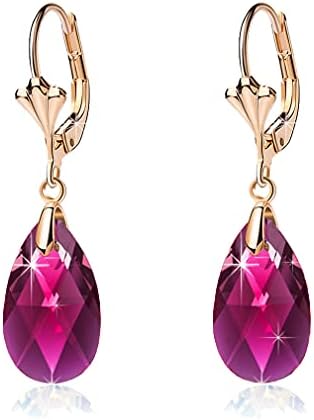 Austrian Crystal Teardrop Hypoallergenic Lever Back Dangle Earrings  (15 colors)