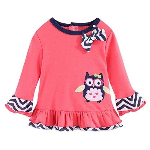 Girl's Pink-Black Striped Long Sleeve Owl T-Shirt & Pants Outfit - Pink and Caboodle