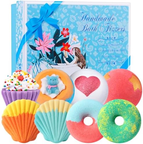 Set of 7 Colorful Sweet Treats Handmade Bubble Bath Bombs, Pinks or Blues