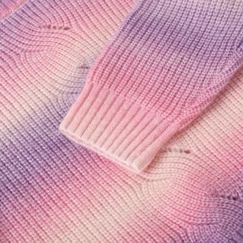 Girls Crewneck Striped Gradient Long Sleeve Cable Knit Sweater  (4 colors)