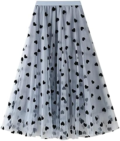 Women's All Over Polka Dot on Tulle Layered Elastic High Waist Skirt  (5 colors)