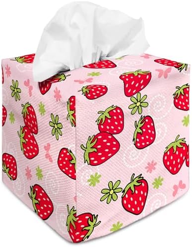 Tissue Box Cover Square Canvas Decorative Tissue Box Holder Cute Funny Cube Tissue Case Cover-Pink Marble Tissue Box Cover