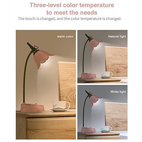 Cordless Gooseneck Dimmable Touch Control Fluted Flower Table or Desk Lamp  (6 colors)