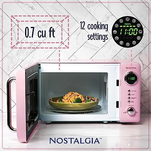 Retro Compact Countertop Microwave Oven, 700 Watts w/LED Digital Display, 0.7 or 0.9 Cu Ft  (13 colors)