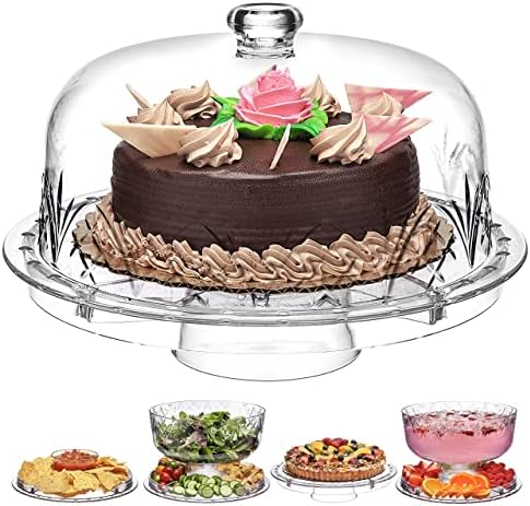 Cake Stand with Lid, Serving Plate Platter with Dome Cover, 6 in 1 Multi-Purpose (6 colors)