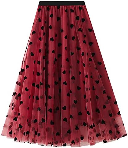 Women's All Over Polka Dot on Tulle Layered Elastic High Waist Skirt  (5 colors)