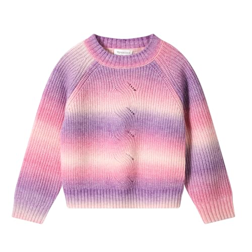 Girls Crewneck Striped Gradient Long Sleeve Cable Knit Sweater  (4 colors)