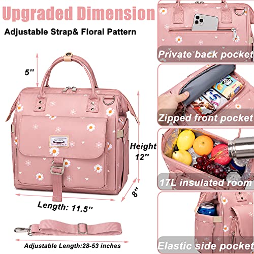 Roomy Insulated Lunch Bag Tote w/Shoulder Strap for School, Work, Picnic  (5 colors)