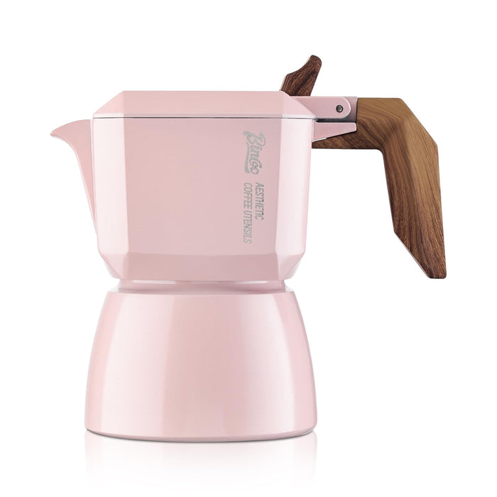 Pink Stovetop Espresso Maker Coffee Pot, 2 Cups (120ml), for Cappuccino or Lattes