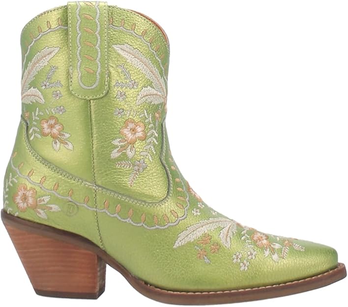 Women's Ankle High Western Boot w/Primrose Floral Embroidery Chunky Mid Heel  (16 colors)