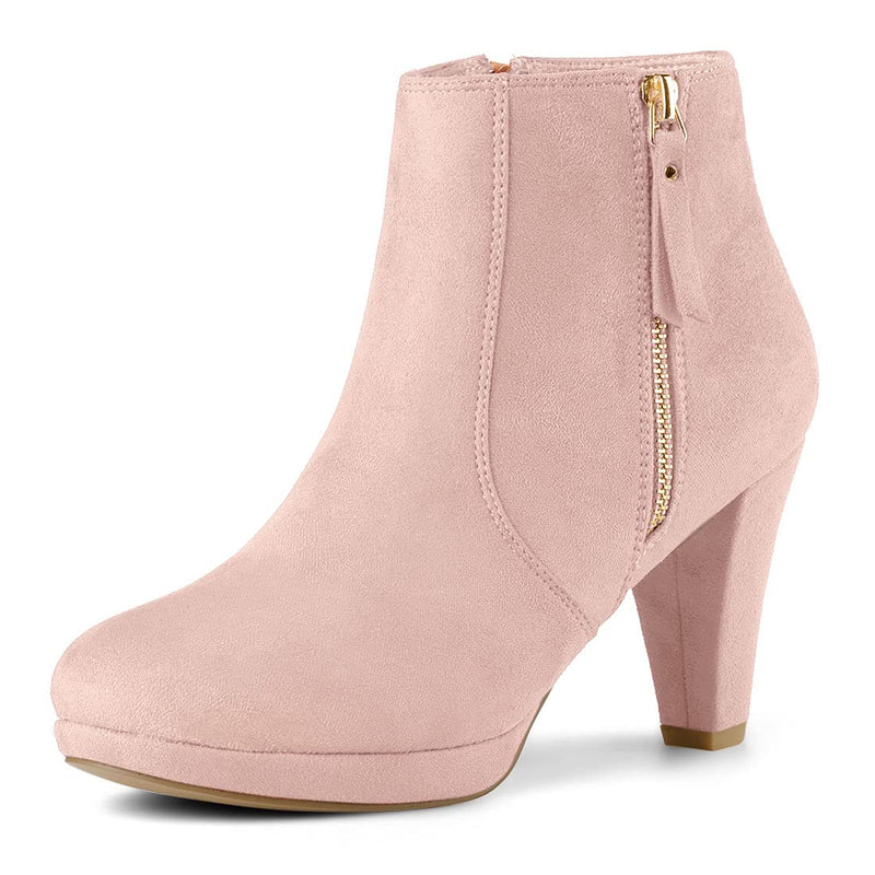 Women's Low Platform Sueded Ankle Boot, Round Toe, Chunky Heel w/Zipper  (15 colors)