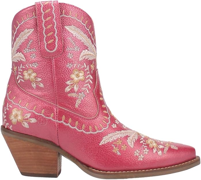 Women's Ankle High Western Boot w/Primrose Floral Embroidery Chunky Mid Heel  (16 colors)