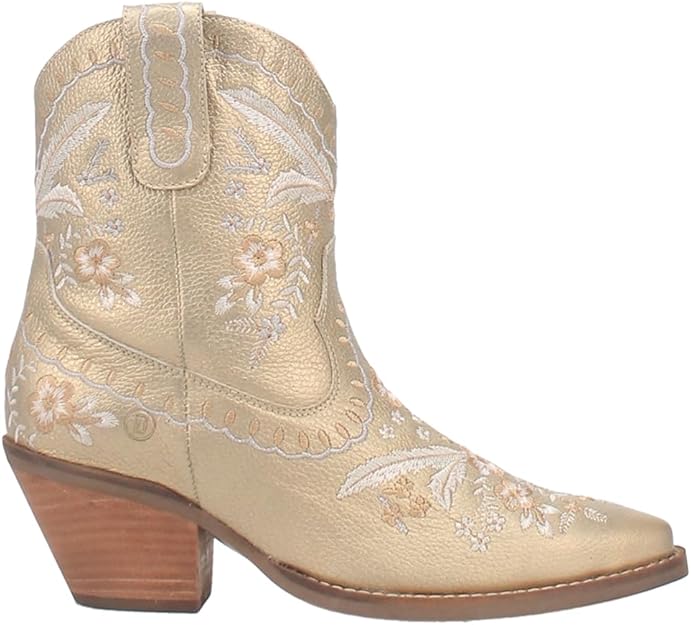 Women's Ankle High Western Boot w/Primrose Floral Embroidery Chunky Mid Heel  (16 colors)