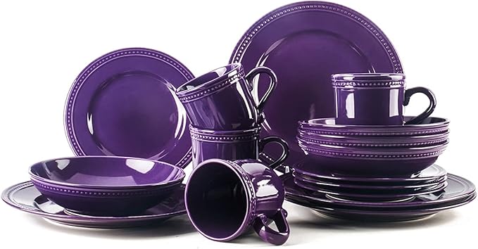 16-Pc Pearl Dots Embossed Stoneware Dinnerware Set, Service for 4  (7 colors)