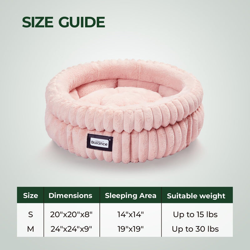 Round Puppy and Cat Bed, Soft Faux Fur w/Non-Slip Bottom  (4 colors)