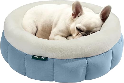 Round Pet Bed for Small Dogs and Cats, Washable Soft Faux Fur w/Non-Slip Bottom  (4 colors)