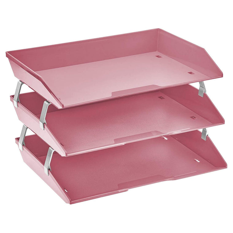 Triple Layered Side Loading Office Desk Supplies Letter Paper Tray File Organizer  (7 colors)