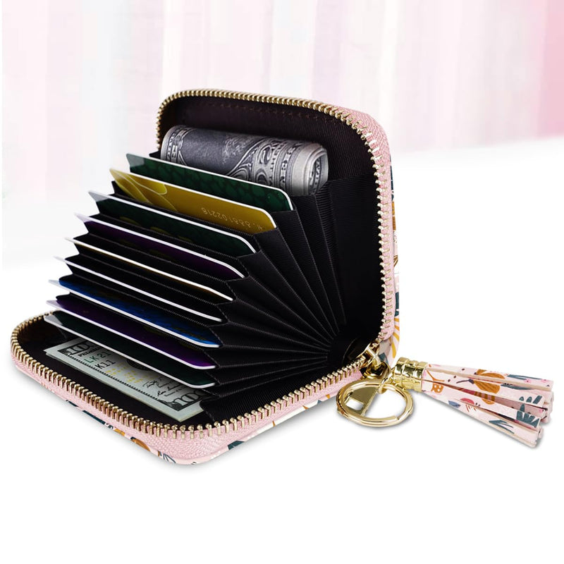 RFID Blocking Pocket Wallet and Card Holder with Tassel, Spring Flowers