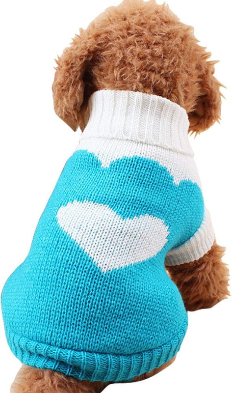 Turtleneck Dog Sweater, Classic Knit Strawberry and Heart Print Winter Pet Clothing  (8 styles)