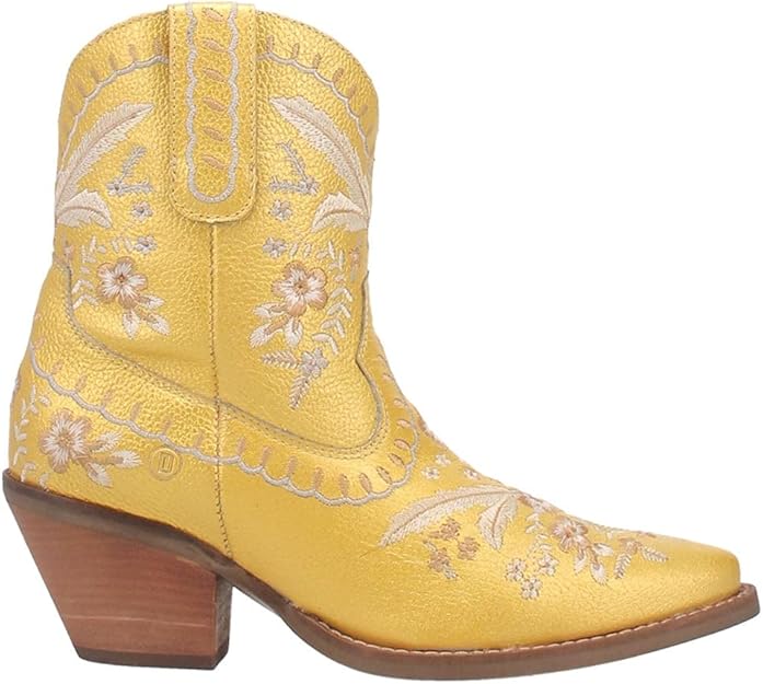 Women's Ankle High Western Boot w/Primrose Floral Embroidery Chunky Mid Heel  (16 colors)