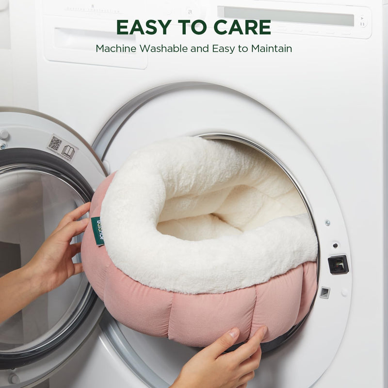 Round Pet Bed for Small Dogs and Cats, Washable Soft Faux Fur w/Non-Slip Bottom  (4 colors)