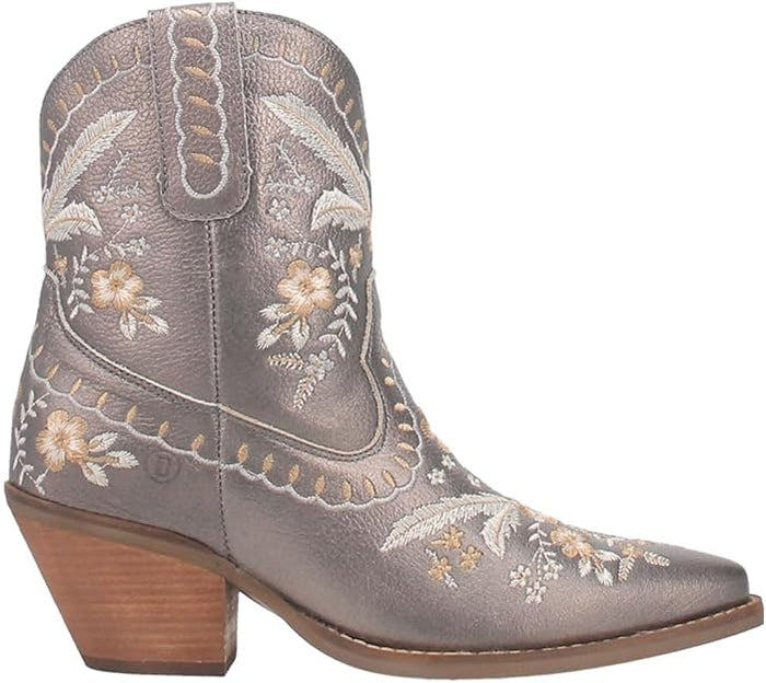 Women's Ankle High Western Boot w/Primrose Floral Embroidery Chunky Mid Heel  (16 colors)